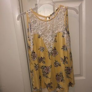 Women’s Maurice’s yellow lace detail Tank Top